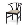 Trixie Curved Back Dining Arm Chair | Dark Taupe Fabric with Wooden, Dining Chair by Mercana, 20" length x 24" width x 31.25" height thumbnail 1
