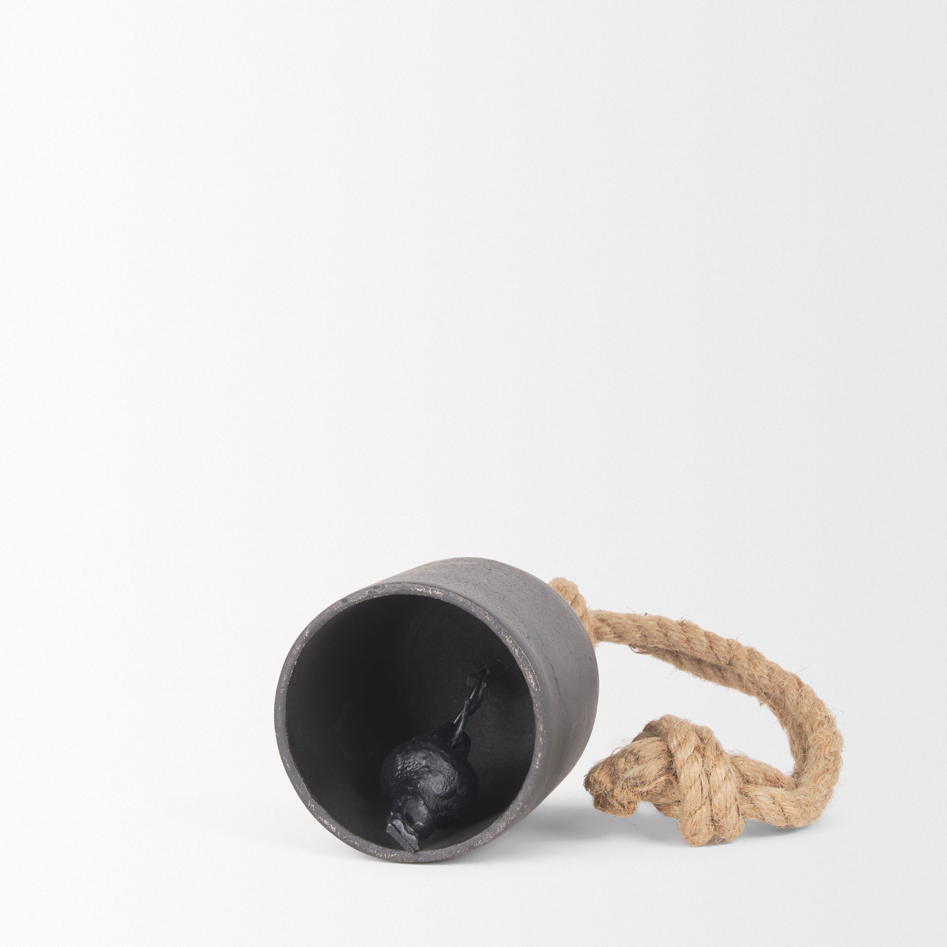 Quincy Small Matte Black Metal Decorative Bell Object large image 