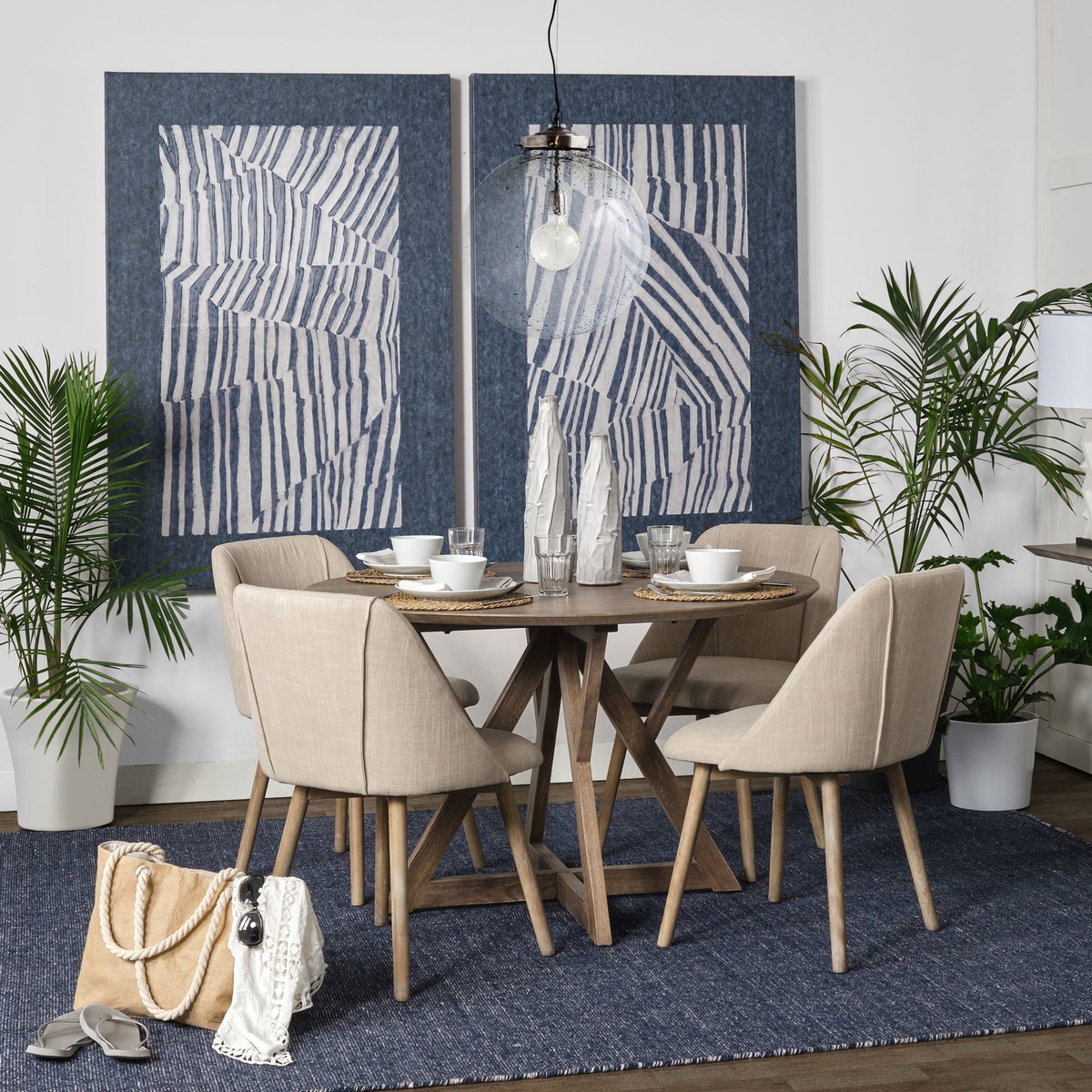 Ronald I Cream Fabric Wrap Brown Wooden Base Dining Chair, by Mercana, 22.5" length x 21.5" width x 32.25" height View 2