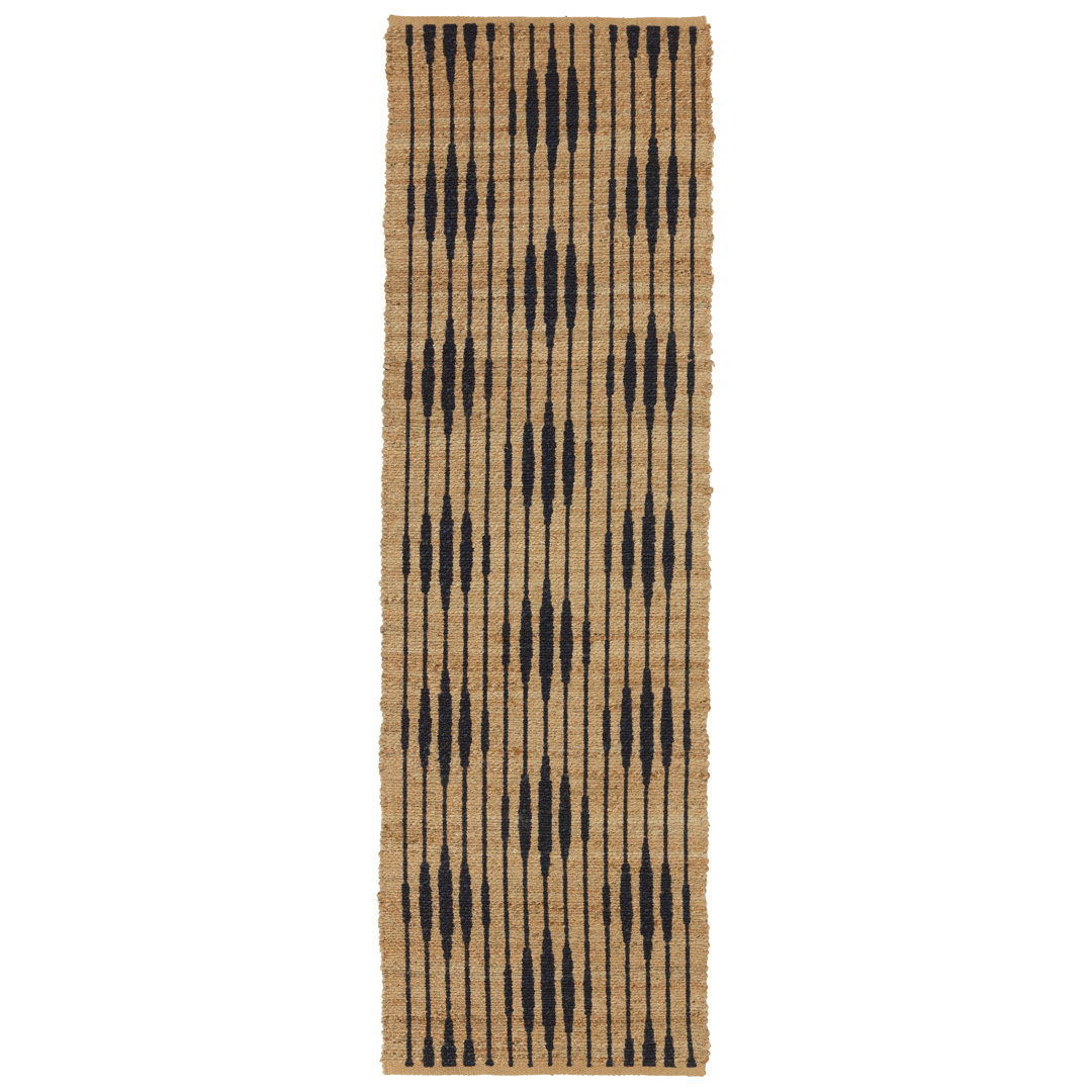 Atolia Handmade Trellis Natural/ Navy Area Rug (9'X12') large image 