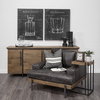 Maddox 16L x 13.5W x 27H Medium Brown Wood with Black Metal C-shaped End/Side Table, Side & End Table by Mercana, 17.12" length x 13.5" width x 27" height thumbnail 3