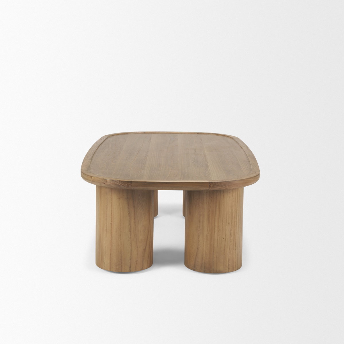 Tavi Rectangular Natural Brown with Column Legs Coffee Table, by Mercana, 55" length x 31.5" width x 16.5" height View 5