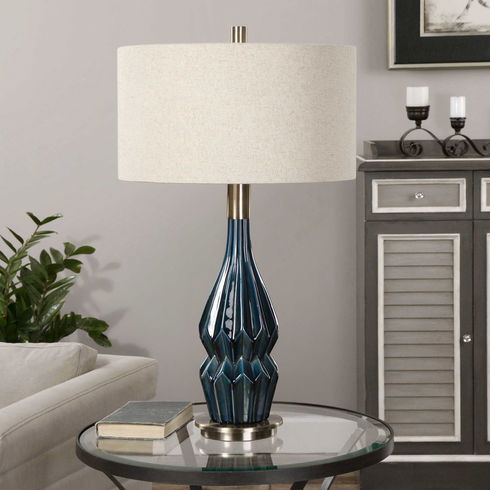 Prussian Blue Ceramic Lamp