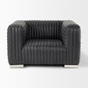 Ricciardo Black Leather Upholstered Arm Chair, Accent Chair by Mercana, 45.28" length x 38.19" width x 26.38" height thumbnail 3