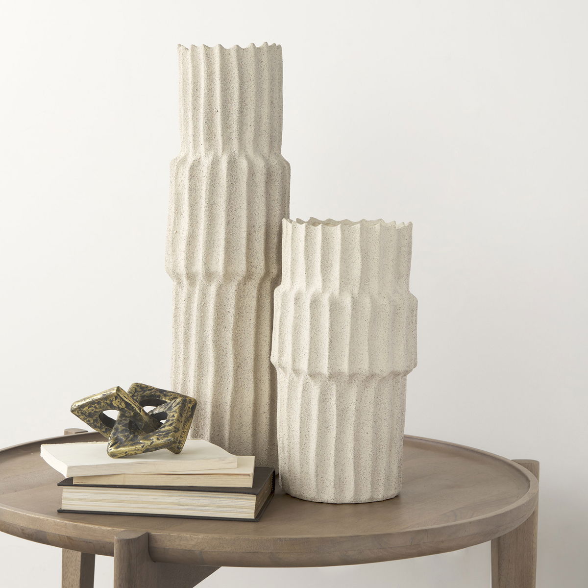 Cardon 23.0H Cream Ceramic Vase, by Mercana, 6.69" length x 6.69" width x 23.03" height View 5