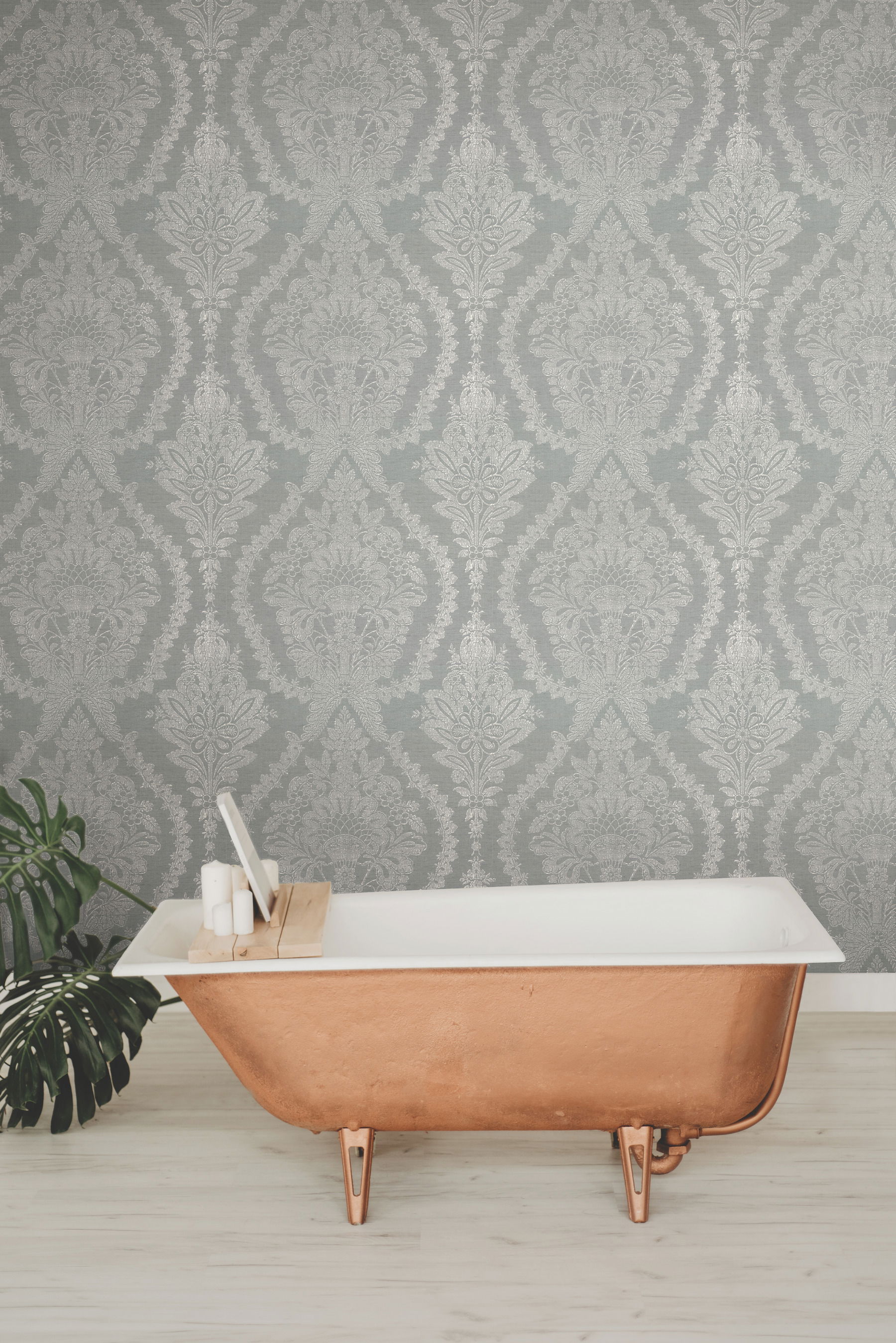Heritage Damask Silver & Grey Wallpaper Heritage Damask Silver & Grey Wallpaper large image
