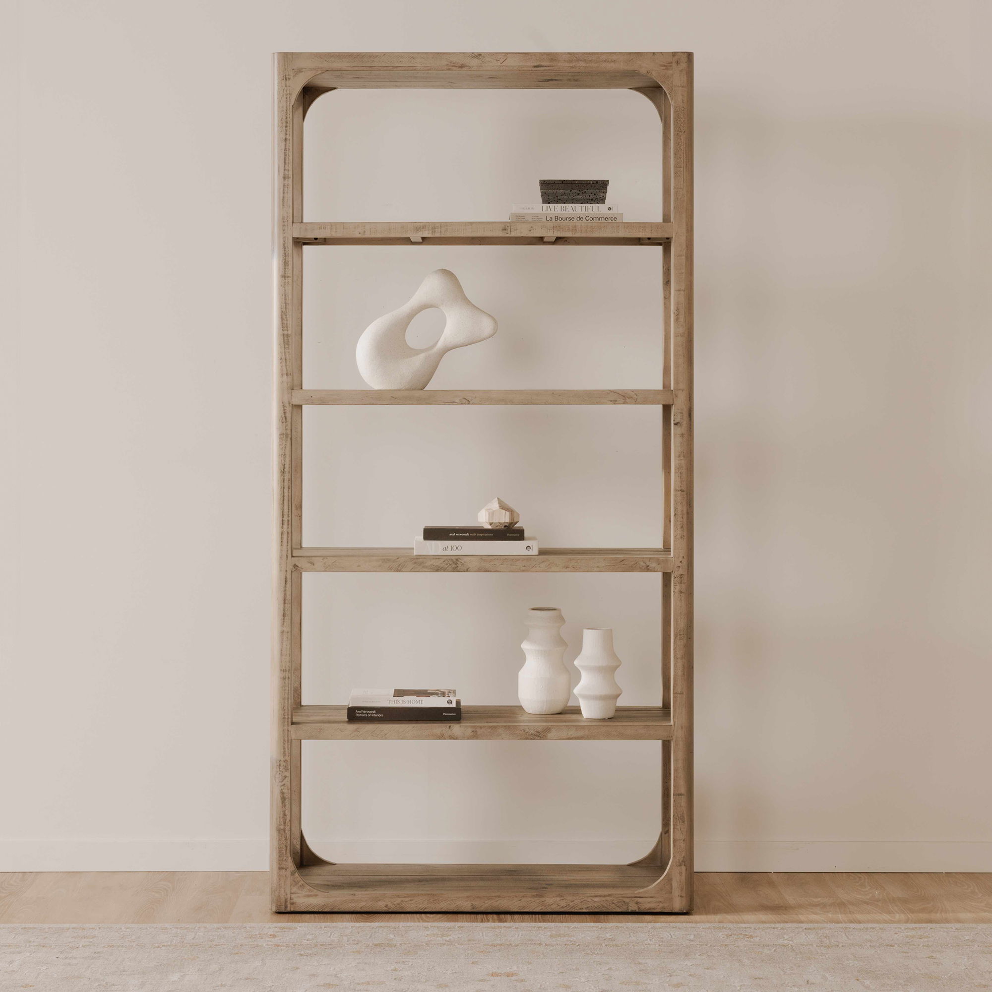 Abbott Bookshelf Brown, Shelving & Bookcase by Moe's Home, 45" width x 91.25" height x 18" depth View 7