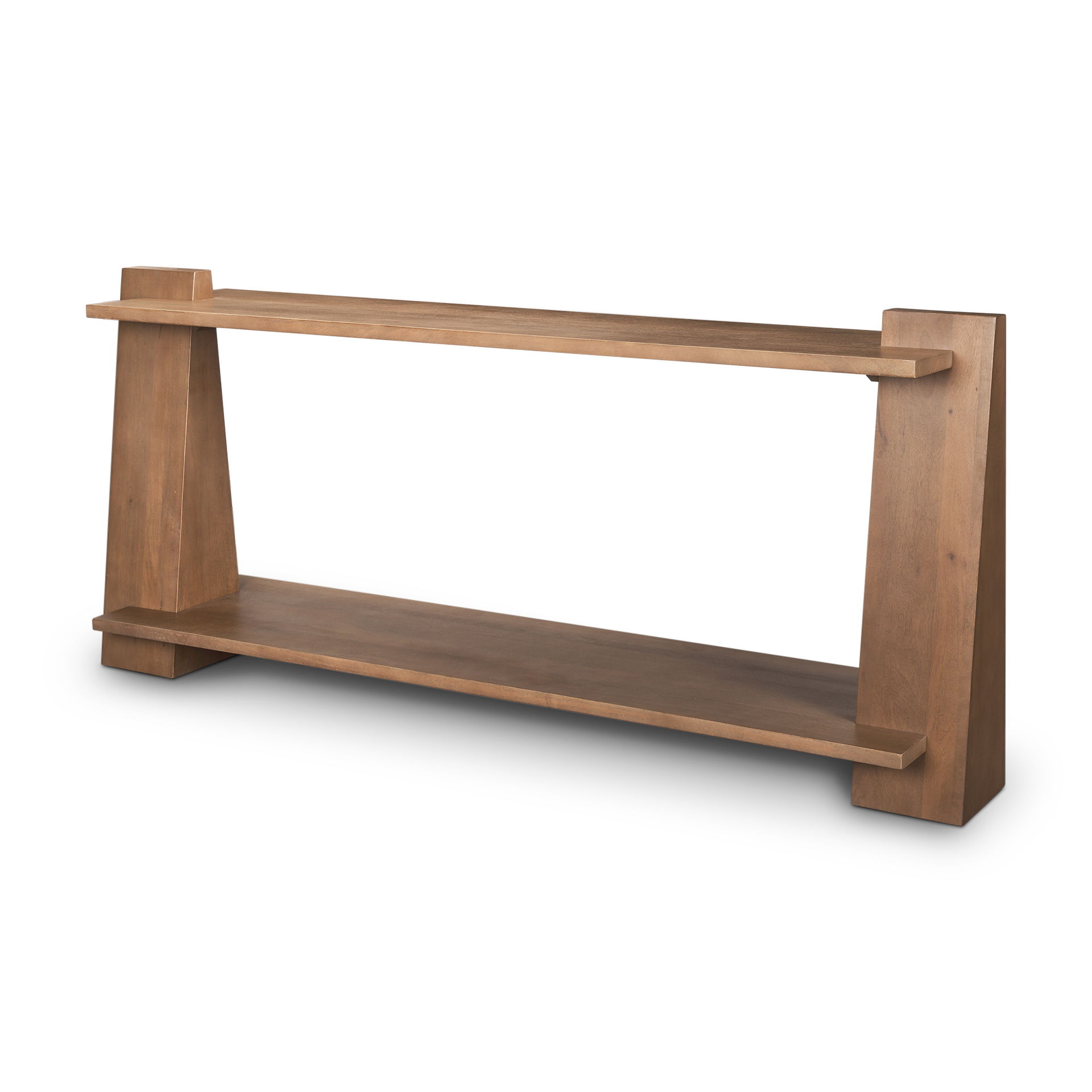 Eula Medium Brown Wood Console Table, by Mercana, 67" length x 15.5" width x 30" height View 1