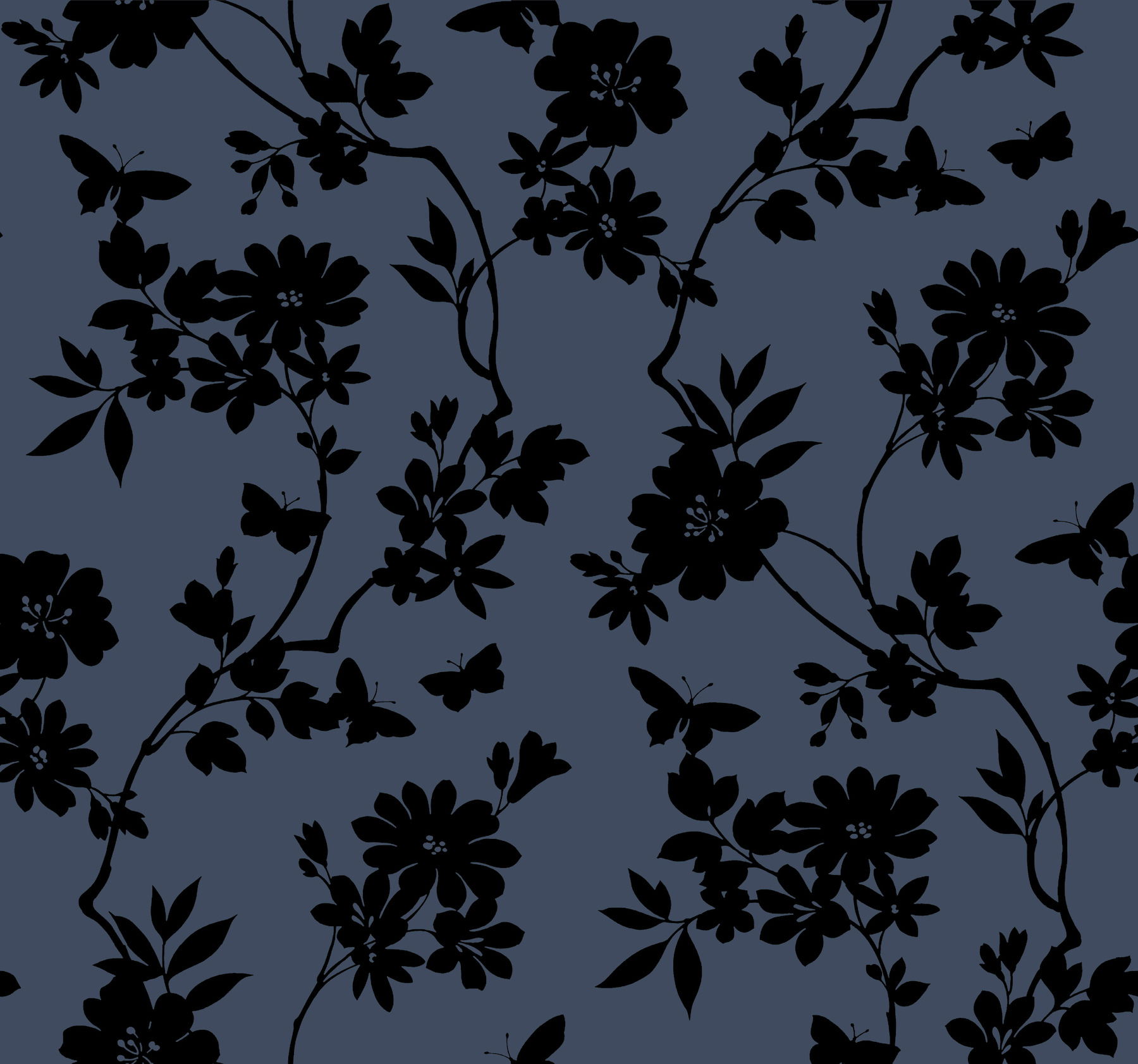 Flutter Vine Blue & Black Wallpaper large image 