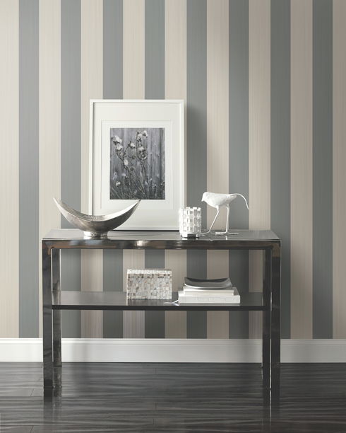 Wide Two-Color Stripe Metallic Wallpaper