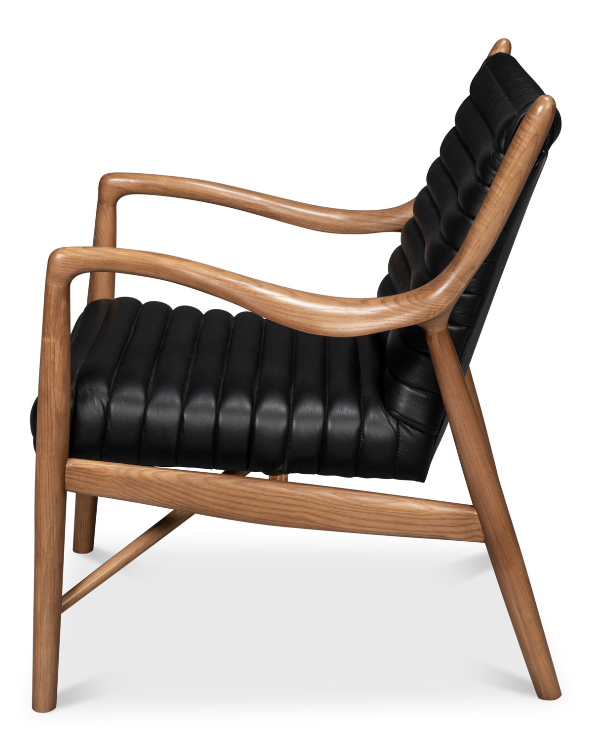Singletary Leather Chair  Onyx Black, by Sarreid, 2'4" length x 2'3" width x 2'8" height View 9