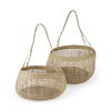 Nova 15.0L x 15.0W x 9.4H (Set of 2) Light Brown Seagrass Woven Round Basket with Long Handle, Bins & Basket by Mercana, 17.72" length x 9.45" width x 23.62" height thumbnail 1
