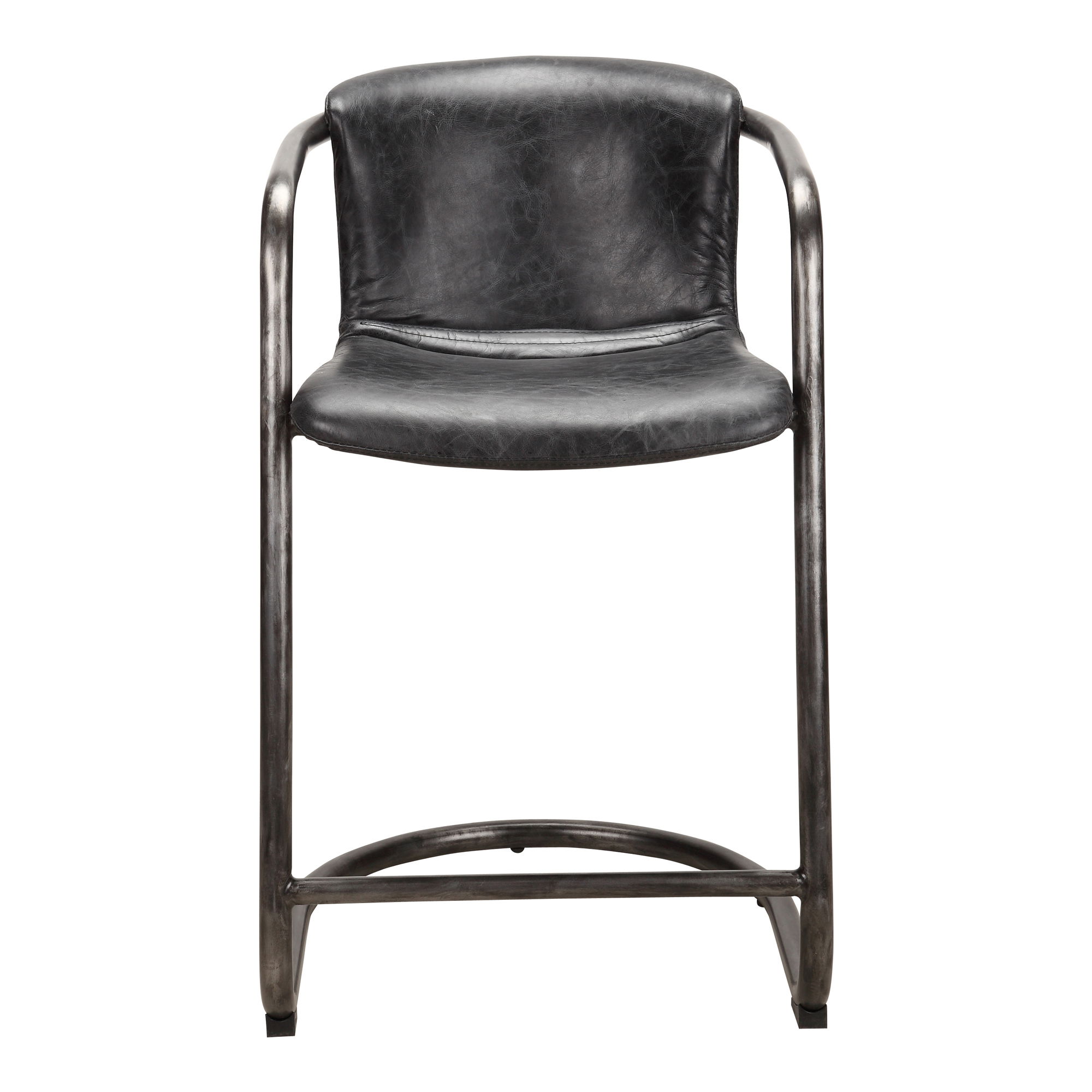 Freeman Counter Stool Onyx Black Leather - Set Of Two large image 