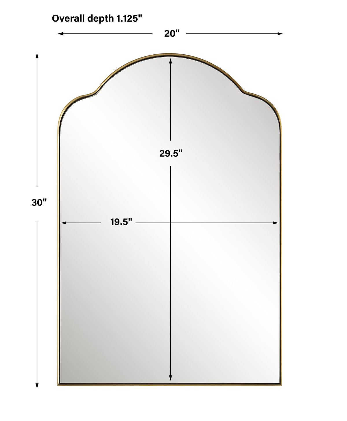 Sidney Arch Mirror, by Uttermost, 1'8" width x 2'6" height x 1.12" depth View 3