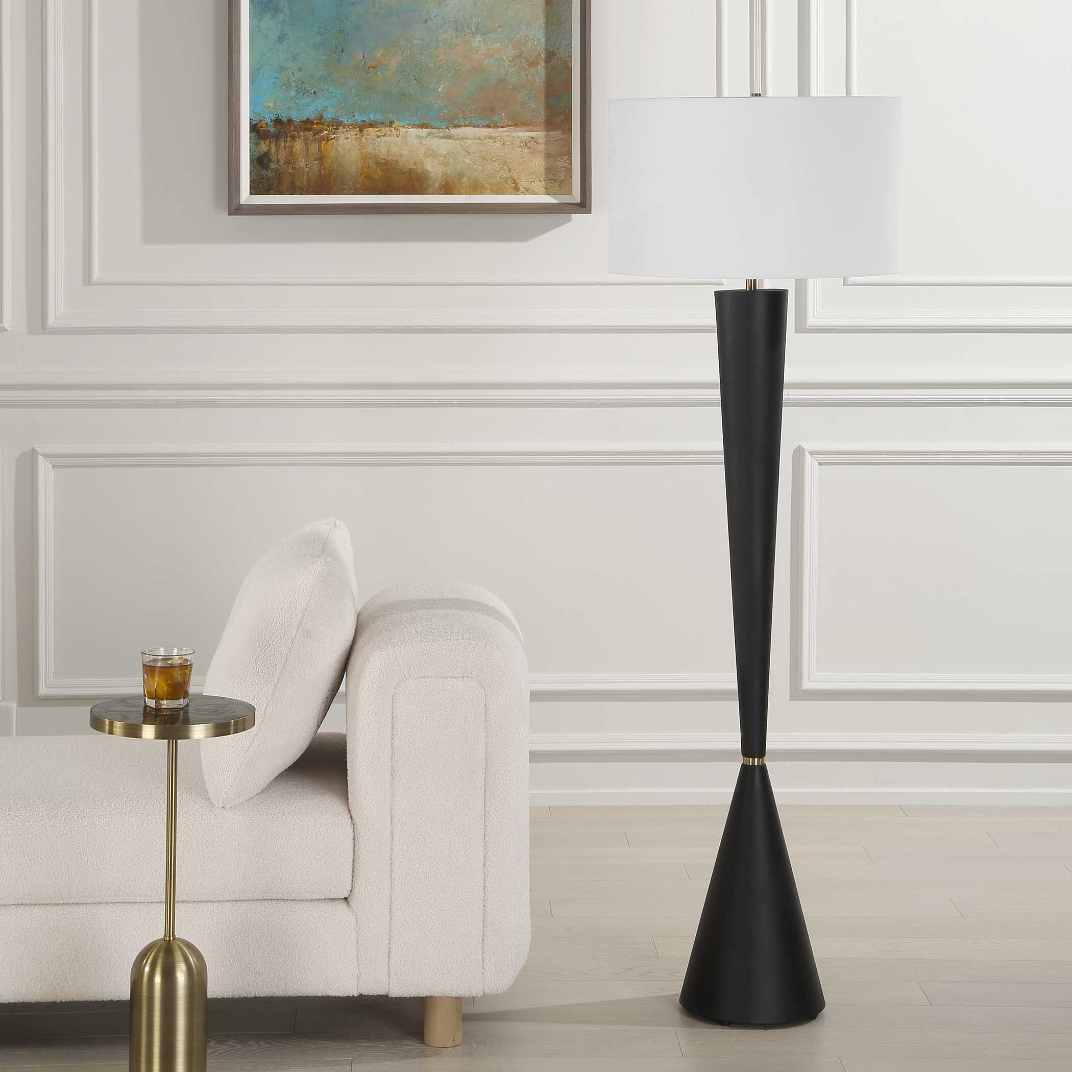 Layla Black Tapered Floor Lamp, by Uttermost, 20" width x 63.25" height x 20" depth View 4