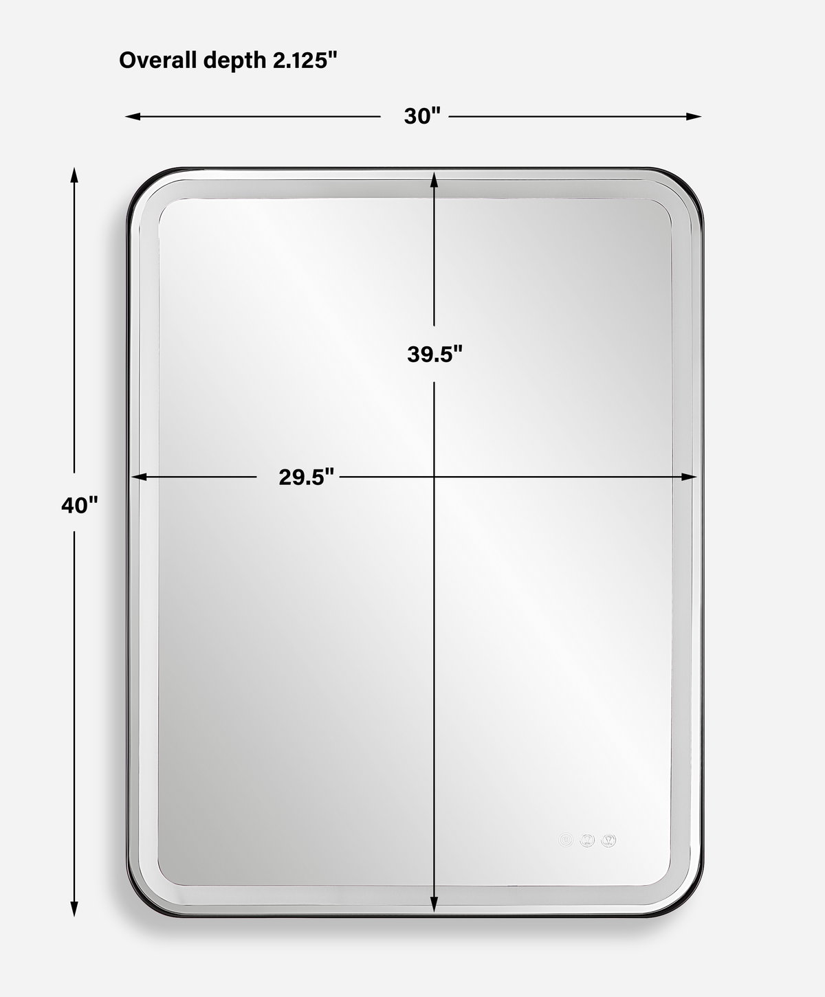 Crofton Lighted Black Large Mirror, by Uttermost, 30" width x 40" height x 2.12" depth View 3