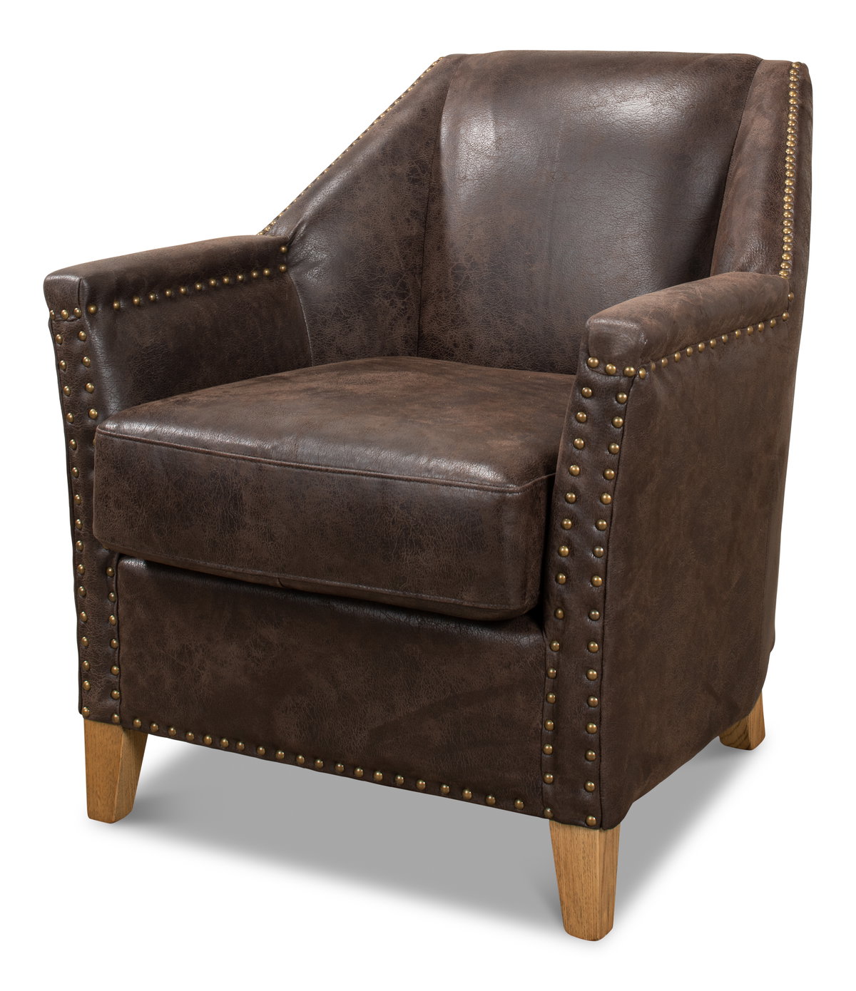 Granville Leather Chair, by Sarreid, 2'4" length x 2'4" width x 2'8" height View 1