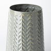 Gemma III Metal Glossy Green/Gray Chevron Vase, by Mercana, 7.09" length x 7.09" width x 11.42" height thumbnail 4