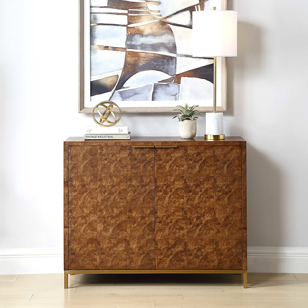 Jethro Burl 2 Door Cabinet, Furniture by Uttermost, 40" width x 32" height x 13" depth View 2