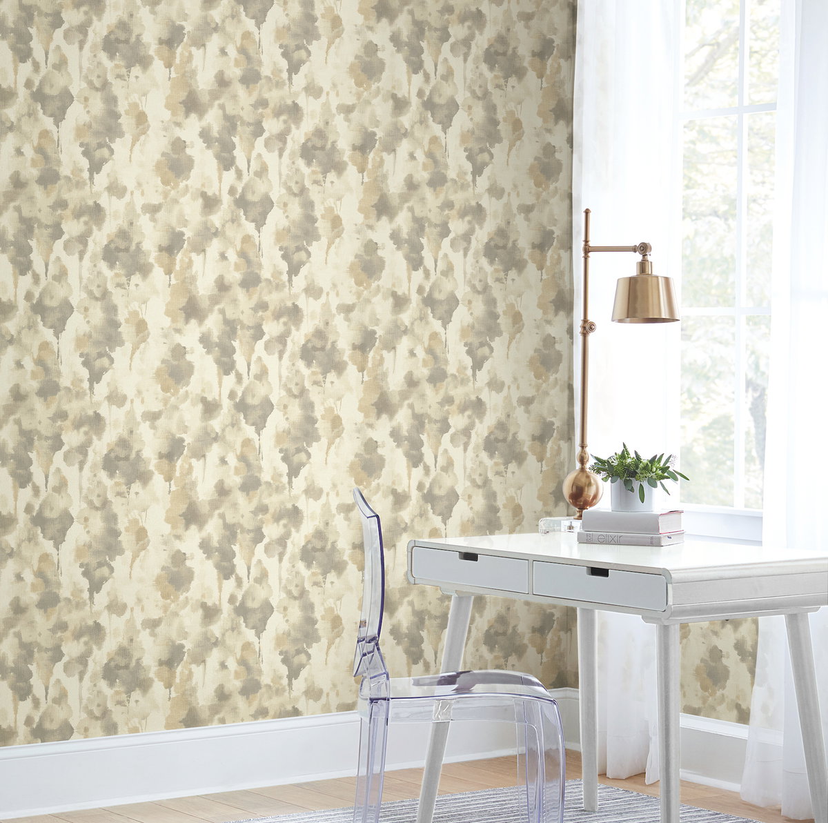 Mirage Dark Taupe & Gold Wallpaper, by York Wall, 27' length x 2'3" width x 0.02" depth View 4