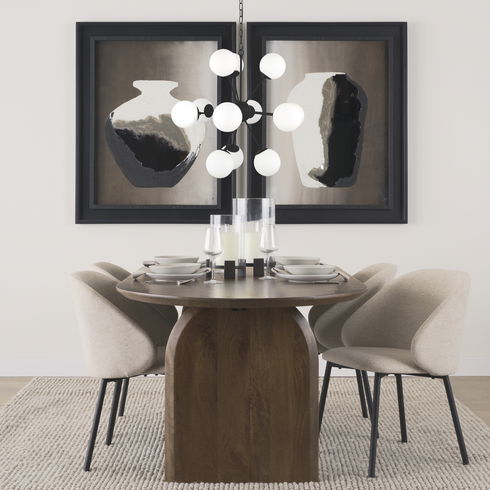 Barbara Matte Black Metal with Frosted Glass Globes 11-Light Chandelier