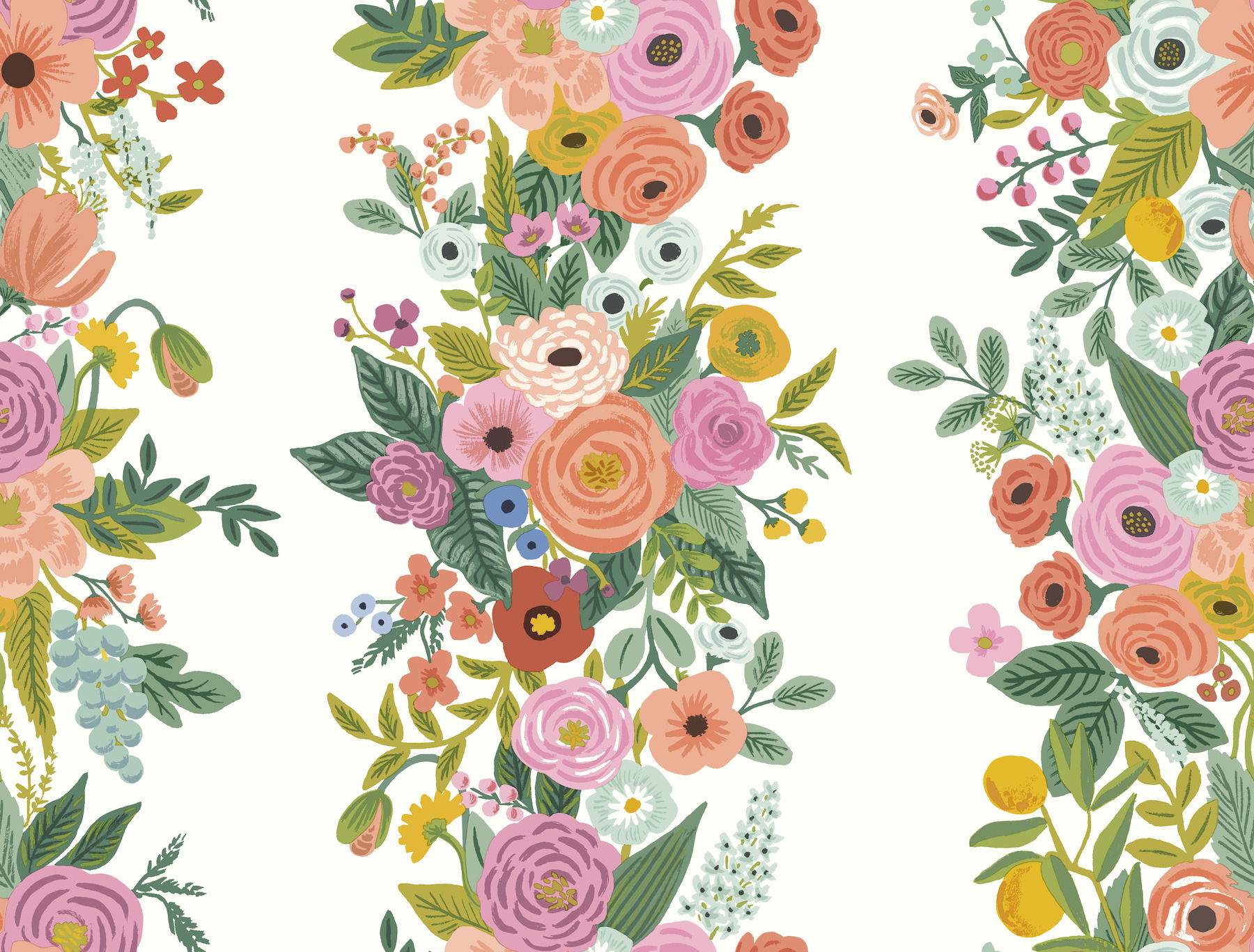 Garden Party Trellis White & Dark Pink Wallpaper, by York Wall, 27' length x 2'3" width x 0.02" depth View 1