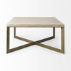 Faye 34L x 34W x 17H Beige Finished Wood with Gold Metal Base Square Coffee Table thumbnail 4