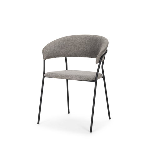 Carolyn Contoured Back Dining Side Chair | Gray Fabric with Metal