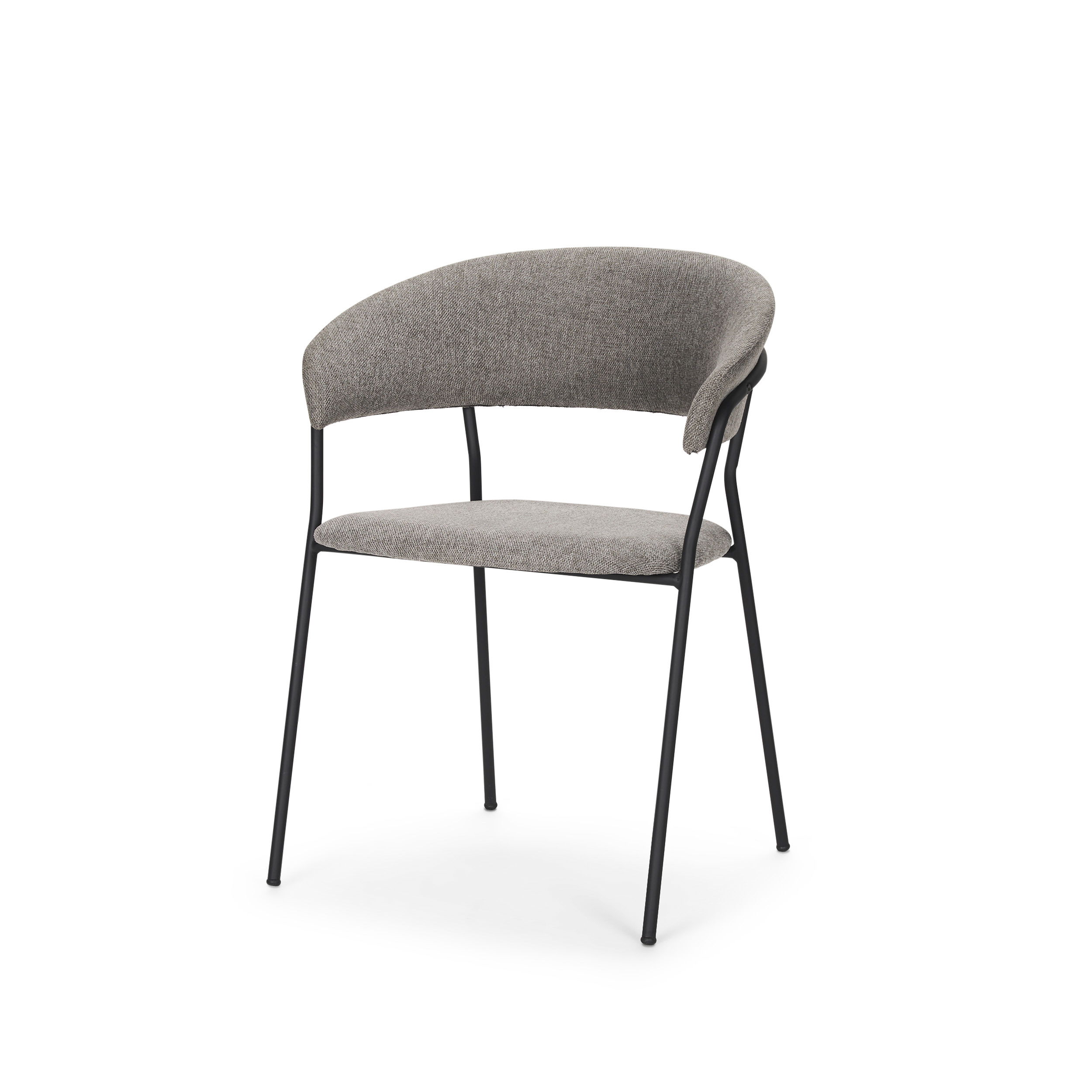 Carolyn Dining Chair with Gray Fabric & Matte Black Metal, by Mercana, 20.5" length x 22.75" width x 31" height View 1