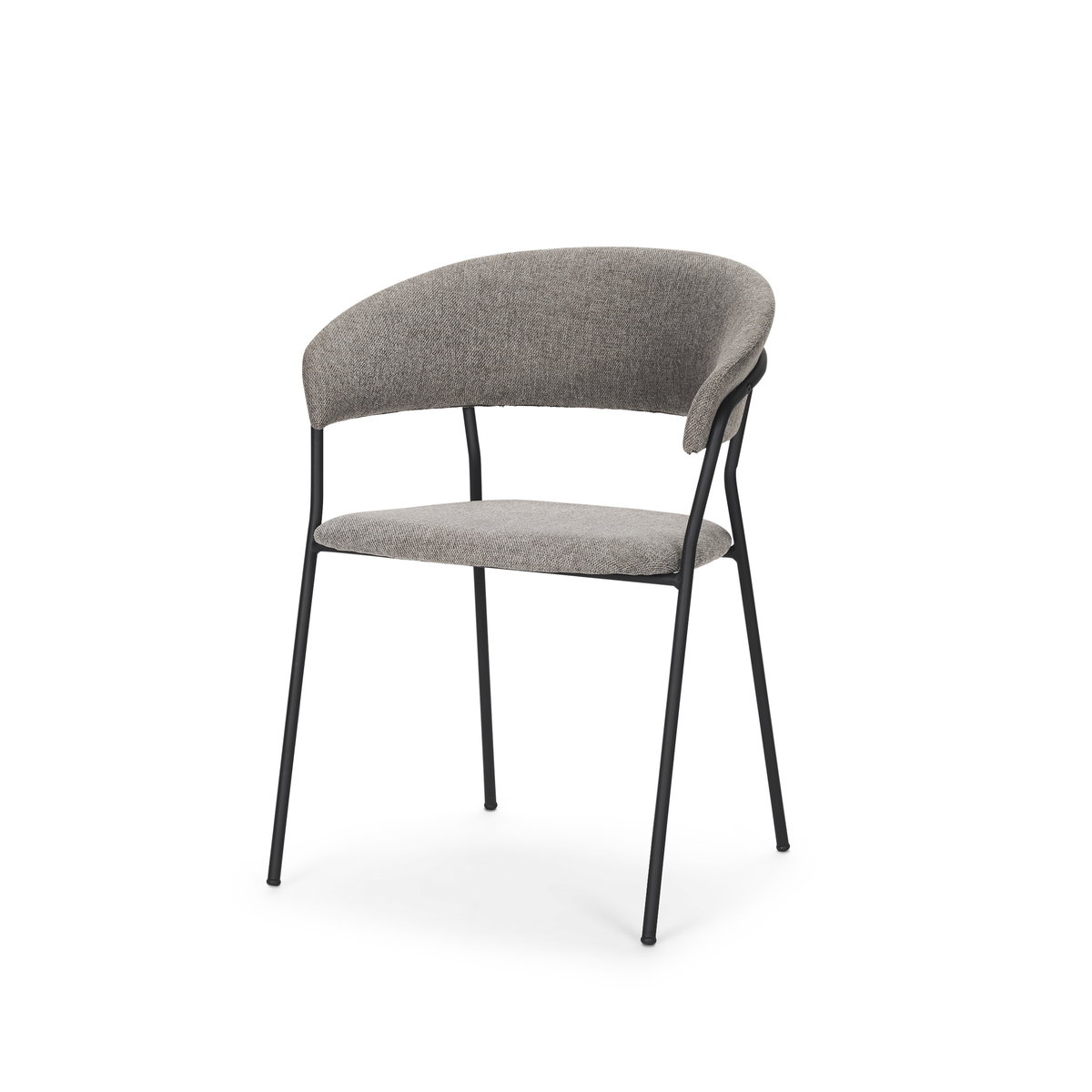 Carolyn Dining Chair with Gray Fabric & Matte Black Metal, by Mercana, 20.5" length x 22.75" width x 31" height View 1