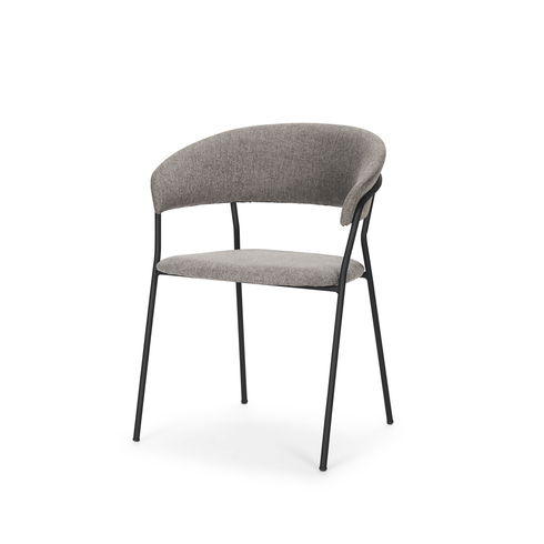 Carolyn Dining Chair with Gray Fabric & Matte Black Metal