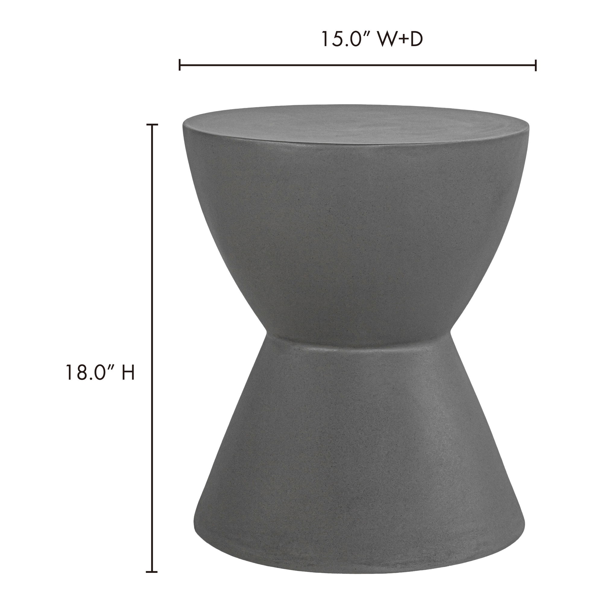 Hourglass Outdoor Stool Grey, Outdoor Chair by Moe's Home, 1'3" width x 1'6" height x 1'3" depth View 6