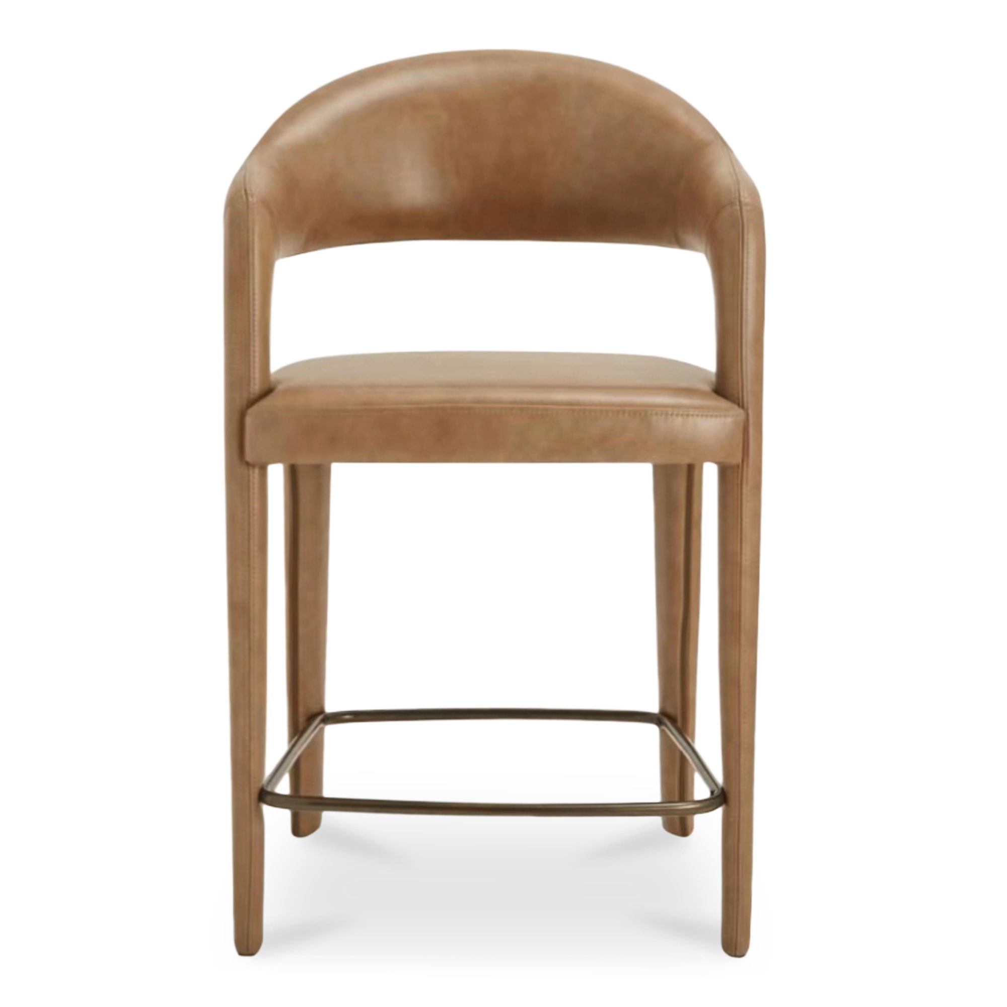 Martens Counter Stool Brown Leather, Counter & Bar Stool by Moe's Home, 23.6" width x 39" height x 23.3" depth View 1