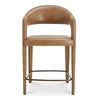 Martens Counter Stool Brown Leather, Counter & Bar Stool by Moe's Home, 23.6" width x 39" height x 23.3" depth thumbnail 1