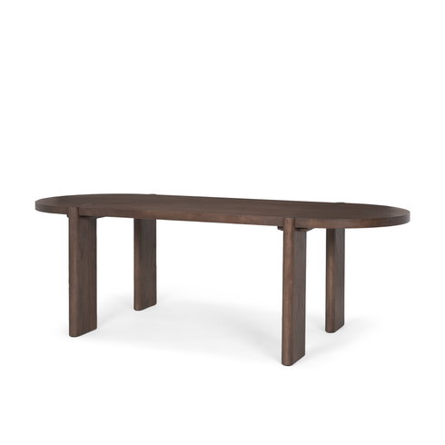 Sohan 91"L x 38"W Oval Dining Table | Dark Brown Wood | Seats 8