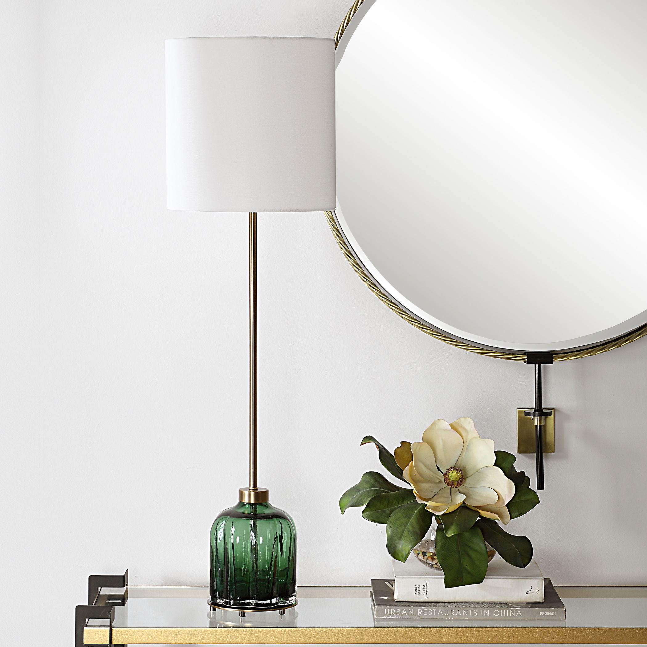 Lois Green Glass Buffet Lamp large image 