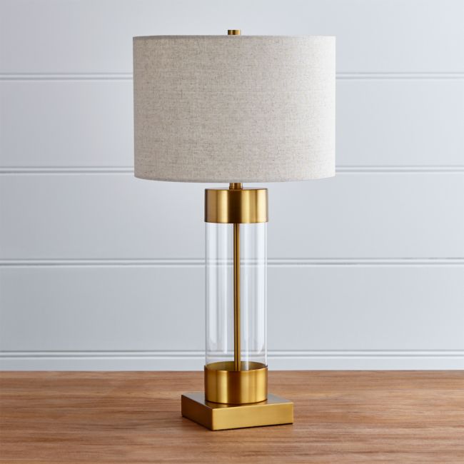 Online Designer Dining Room Avenue Brass Table Lamp with USB Port, Set of 2