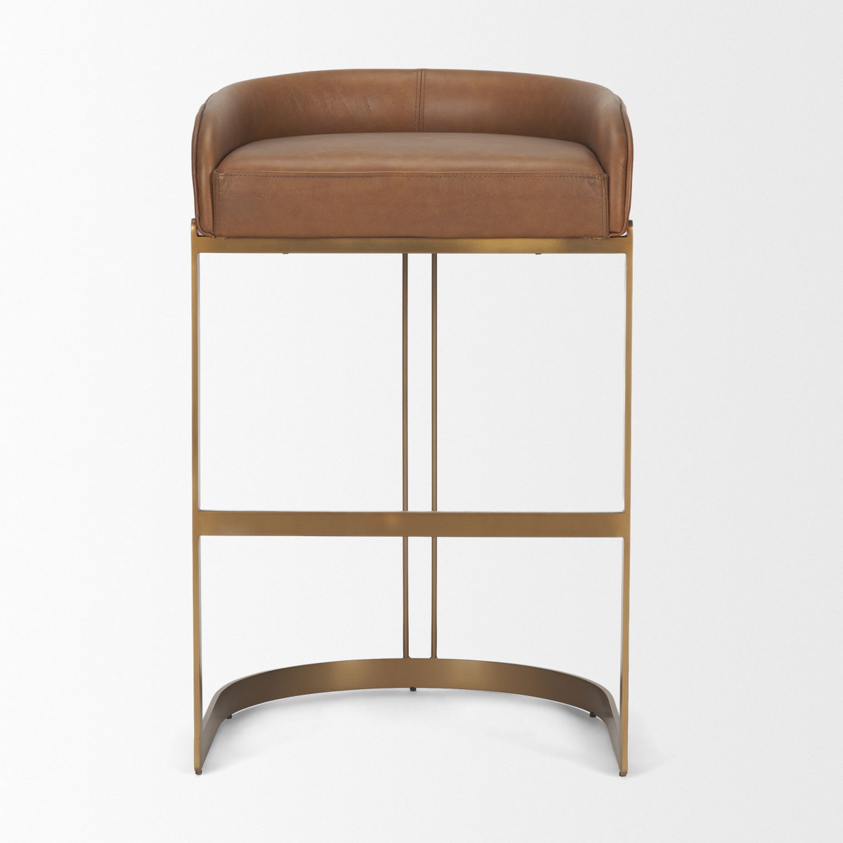 Hollyfield Low Back 28.75in Seat Bar Stool | Cognac Brown Leather, Counter & Bar Stool by Mercana, 20.5" length x 19.7" width x 32.7" height View 4