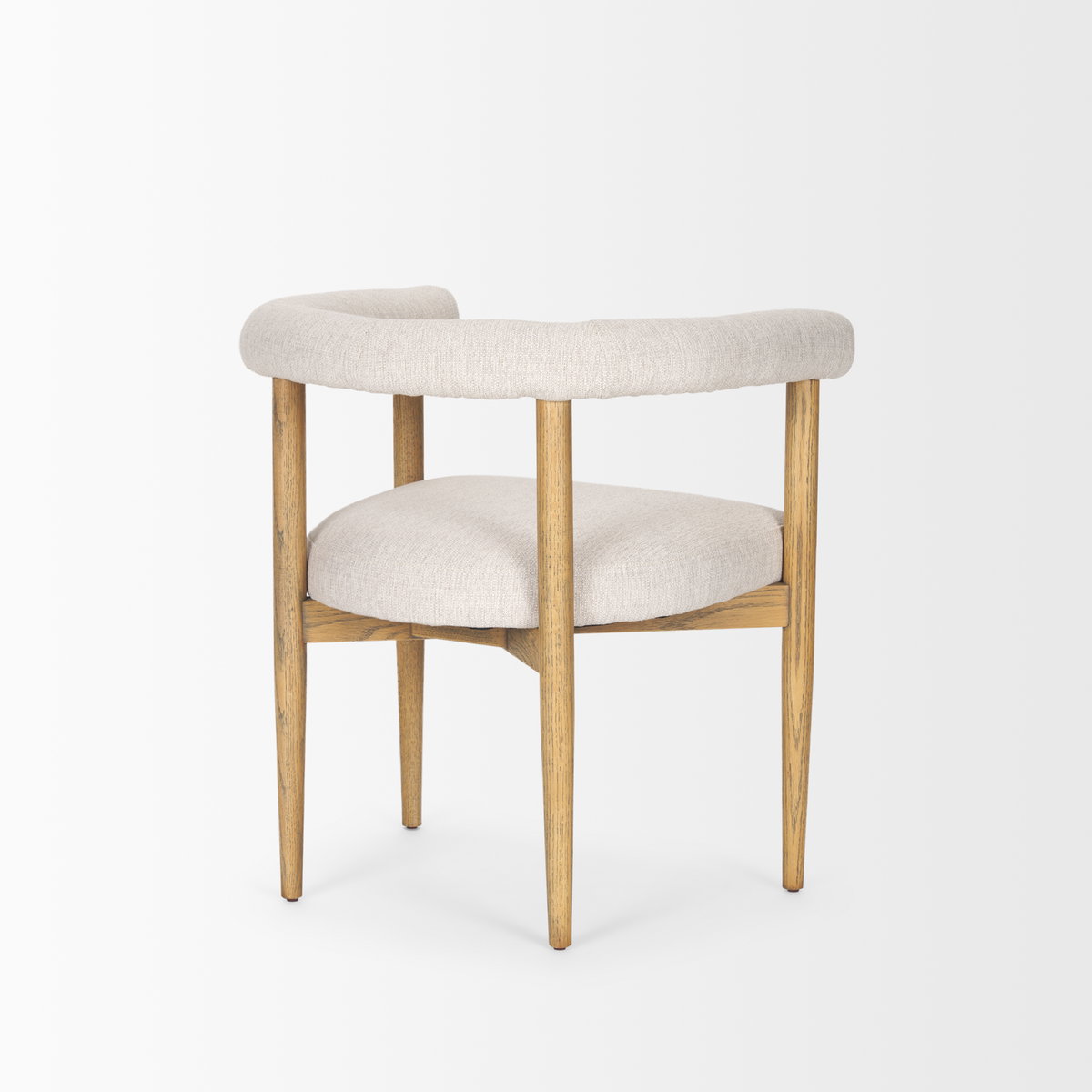 Arden Curved Back Dining Side Chair | Cream Twill with Brown Wood, Dining Chair by Mercana, 26" length x 21.5" width x 28" height View 6