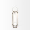 Ivy Small Gold Metal Geometric Cage Candle Holder Lantern, Lighting by Mercana, 8.27" length x 8.27" width x 29.72" height thumbnail 5