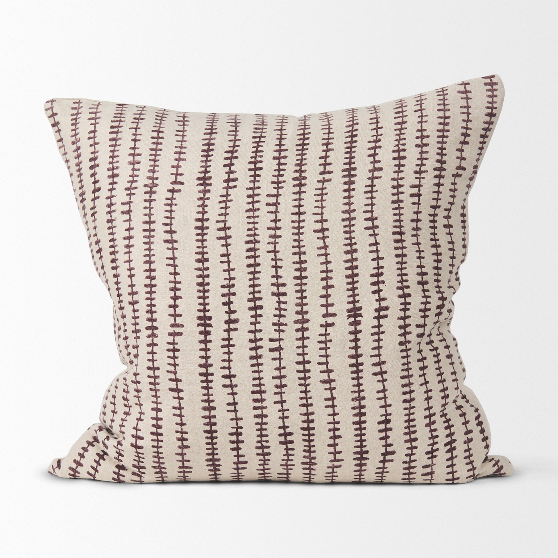 Jenna Beige with Merlot Print Linen Square Decorative Pillow Cover large image 