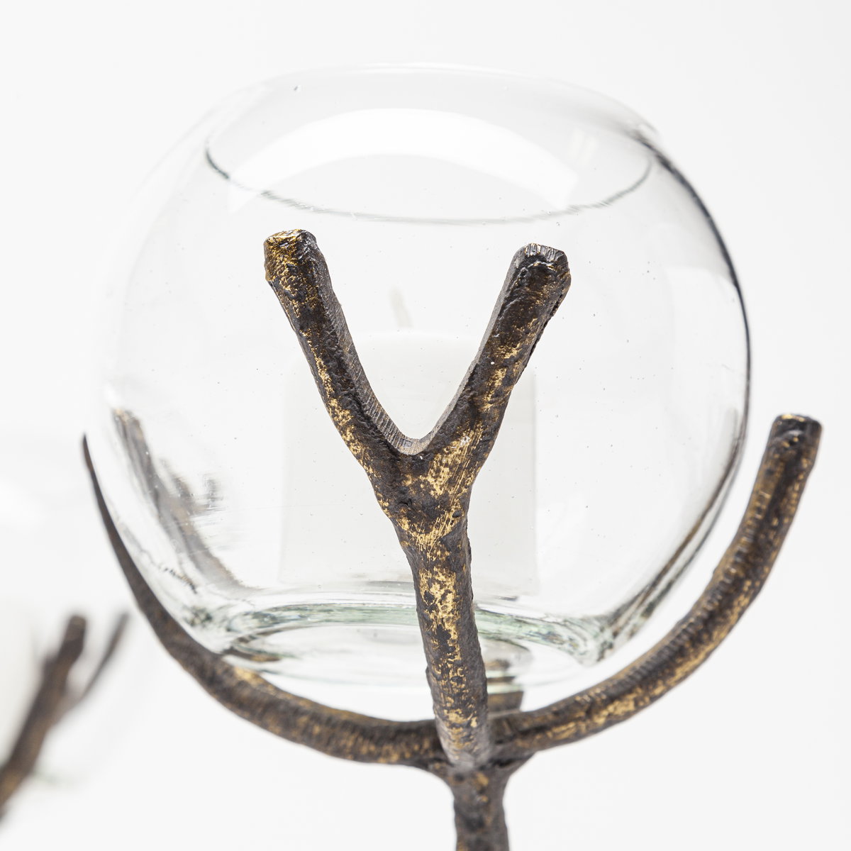 Vine II Distressed Gold Metal Creeper Five Candle Table Candle Holder, Candles & Candle Holder by Mercana, 30" length x 12" width x 9" height View 4