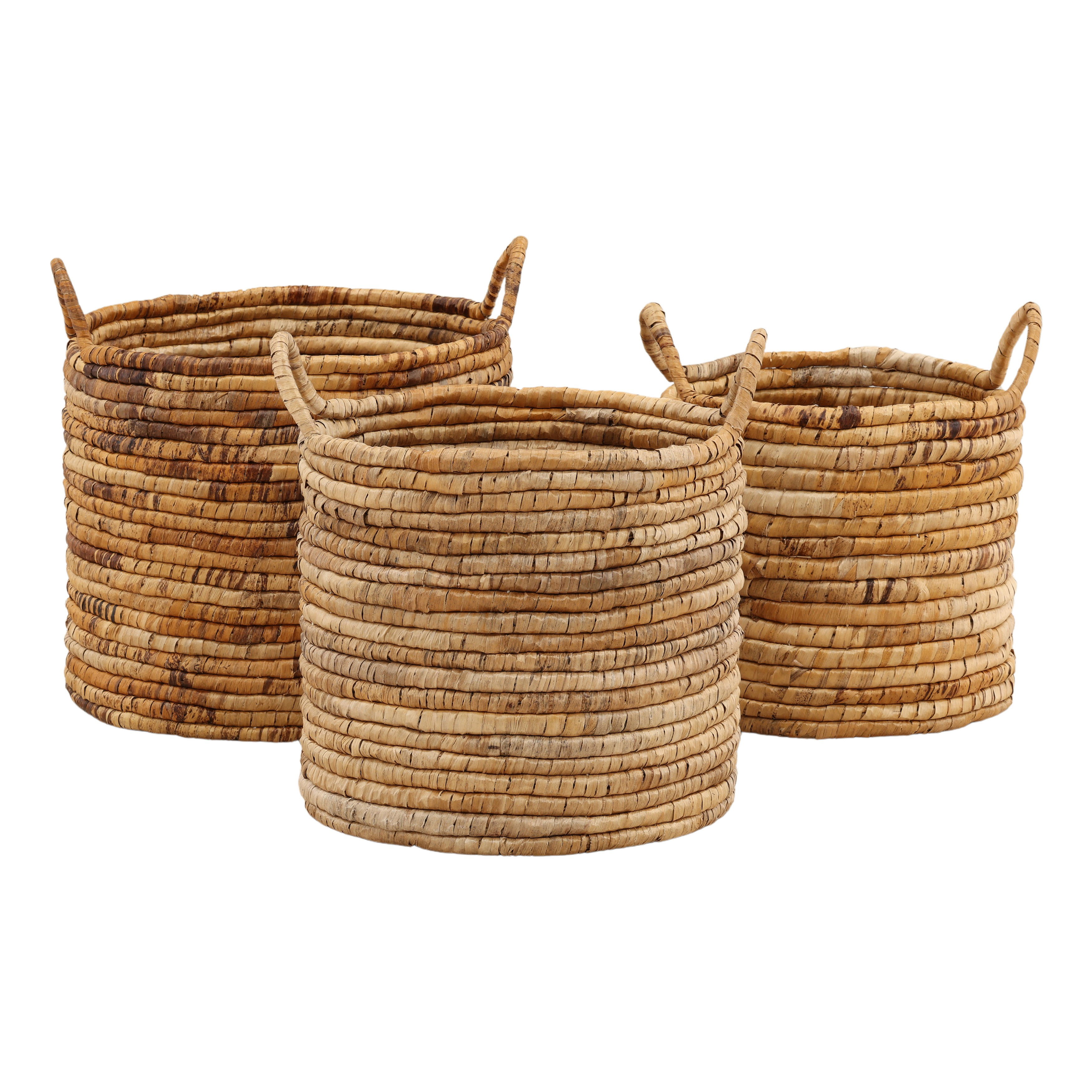 Kerensa Basket Set of 3 Natural, Bins & Basket by Dovetail, 18.11" width x 15.74" height x 18.11" diameter x 18.11" depth View 3