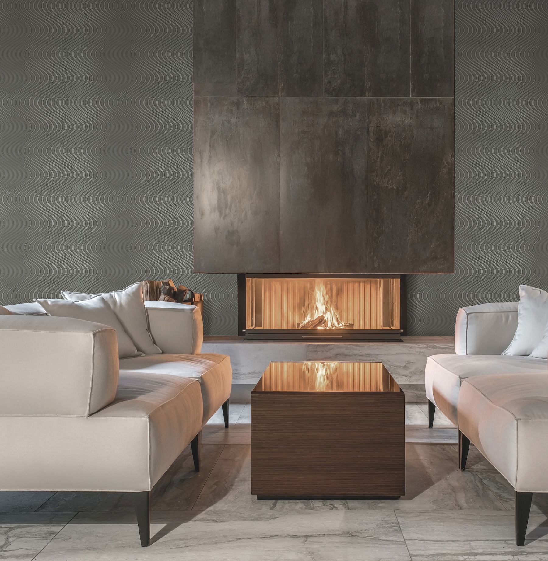 Ocean Swell Charcoal & Grey Wallpaper, by York Wall, 34'6" length x 2'3.56" width x 0.02" depth View 3