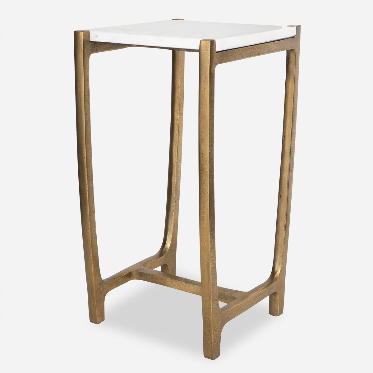 Affinity White Marble Accent Table, Side & End Table by Uttermost, 12.5" width x 22" height x 11" depth View 1