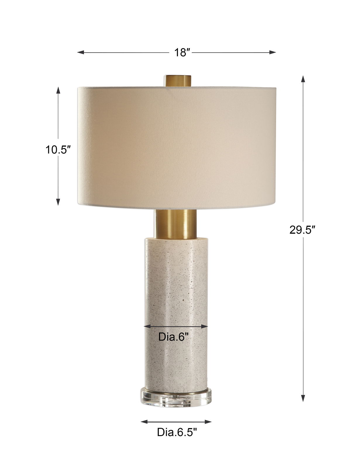 Vaeshon Concrete Table Lamp, by Uttermost, 18" width x 29.5" height x 18" depth View 3