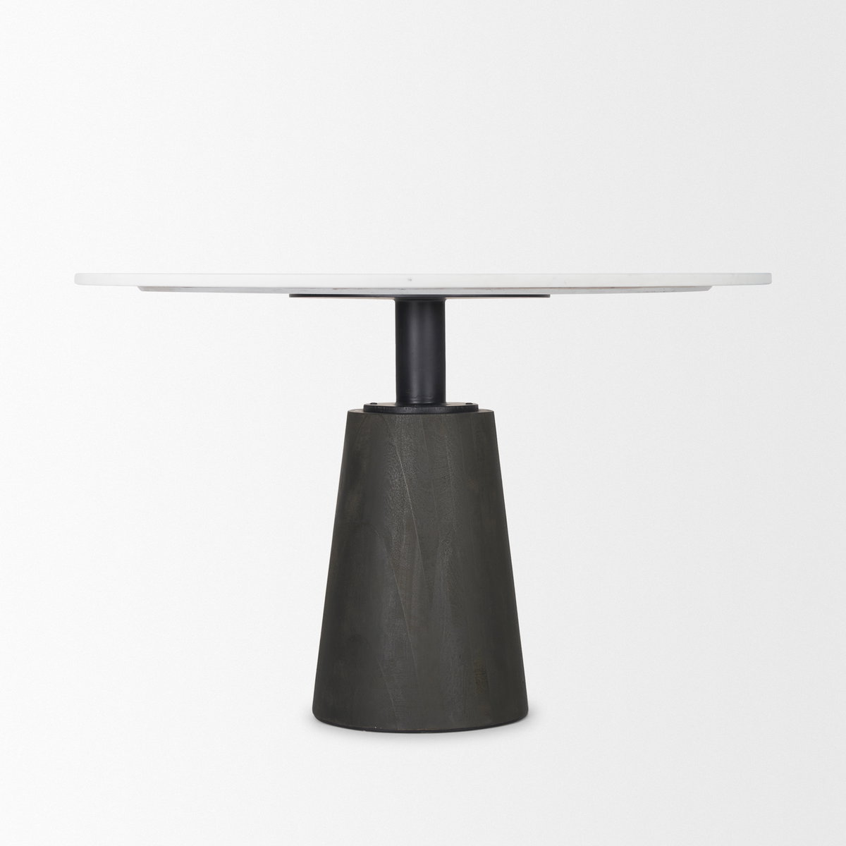 Maxwell 48' Round Pedestal Dining Table | White Marble & Black Wood | Seats 4, by Mercana, 48" length x 48" width x 30" height View 5