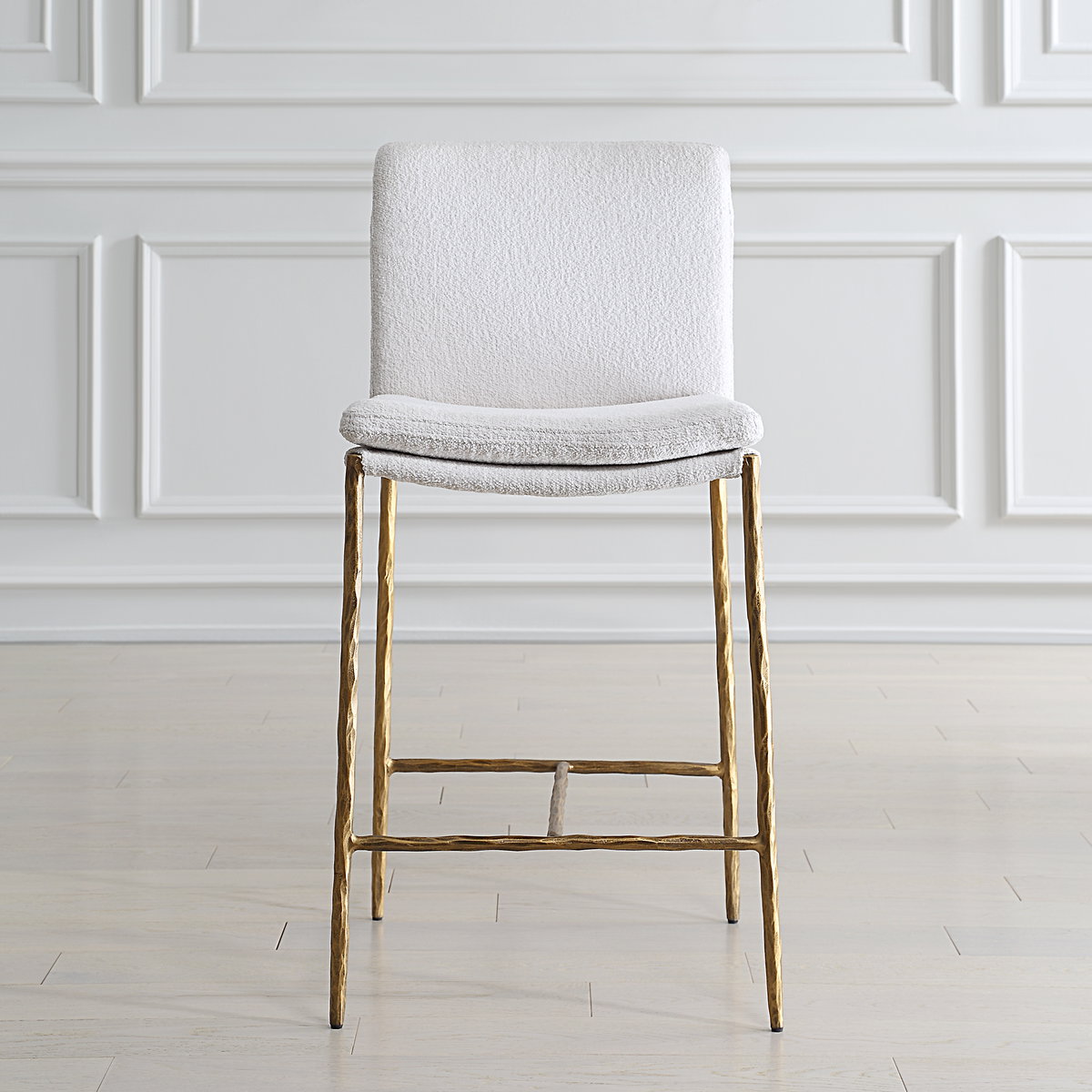 Ascend White Counter Stool, Counter & Bar Stool by Uttermost, 18.25" width x 38.75" height x 21.75" depth View 2