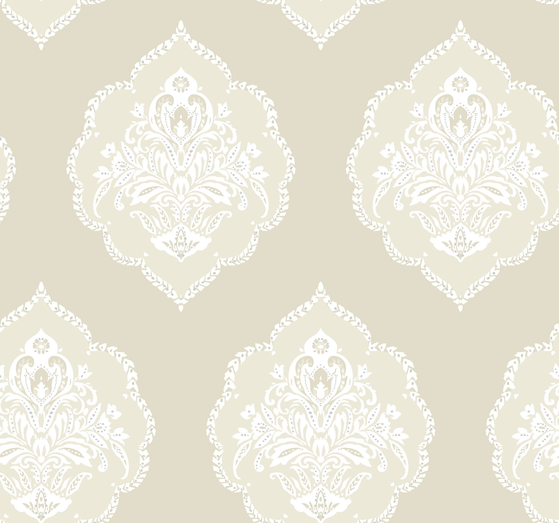 Signet Medallion Damask Beige Wallpaper large image 