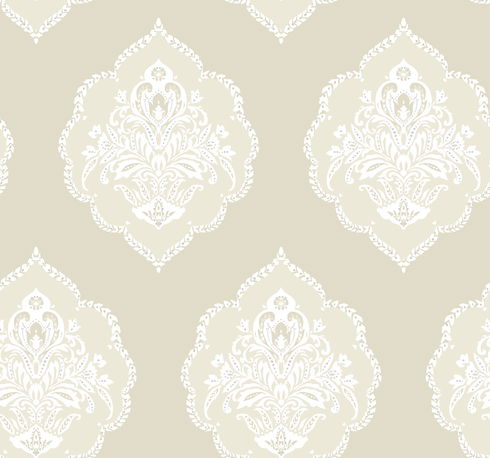 Signet Medallion Damask Beige Wallpaper